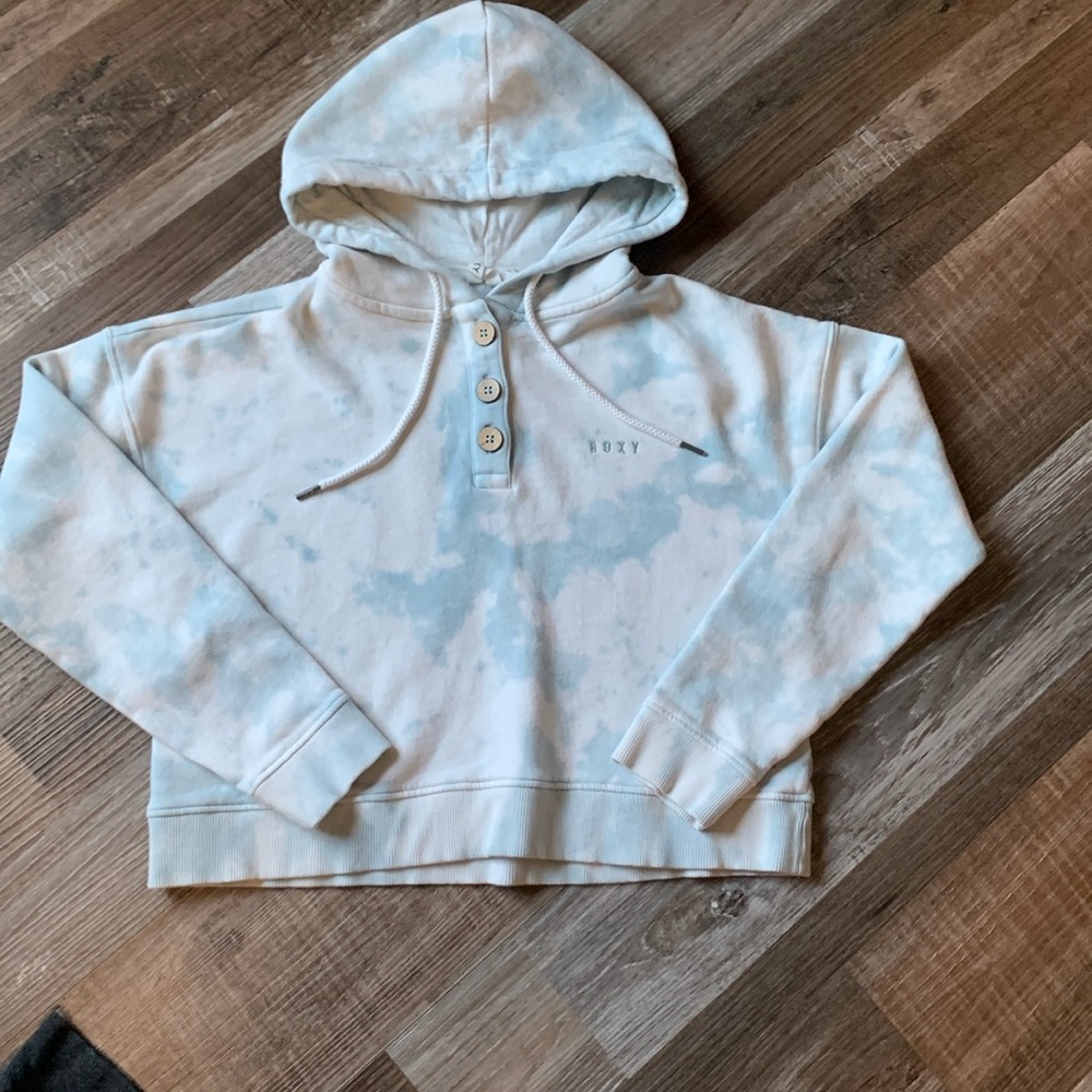 Cropped Roxy light blue hoodie